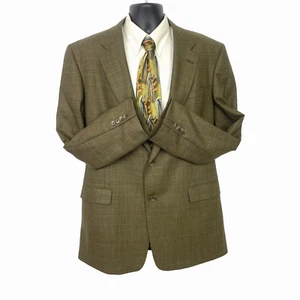 Vintage Hart Schaffner Marx Brown Windowpane Sports Coat Jacket Blazer Mens 42L - Picture 1 of 9