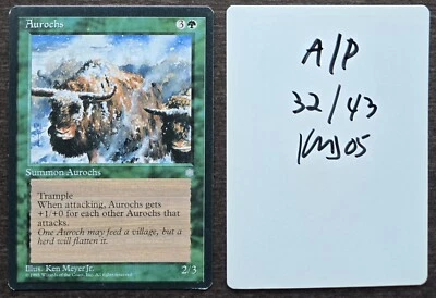 SIGNED MTG Magic Ken Meyer Jr Artist Proof _ English Ice Age _ AUROCHS _ 1/43! - Image 1 of 4