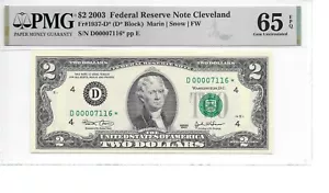 2003* Cleveland $2 Star FRN (D* Block) PMG 65 EPQ Gem Uncirculated - Picture 1 of 6