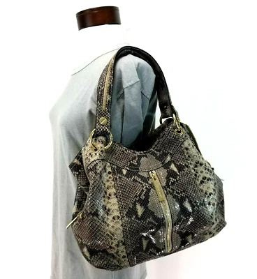 MICHAEL KORS Python Snake Print Satchel Shoulder Bag Handbag Zippers $395+ VEUC* - Image 1 of 4