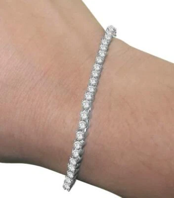 2 Carat Round Diamond Tennis Bracelet I1 G Prong Set 14K White Yellow Rose Gold - Image 1 of 4