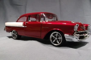1957 CHEV RESTOMOD 72 MADE CANDY APPLE RED WHITE 1:18 ACME NICECAR A1807012JSS - Picture 1 of 9
