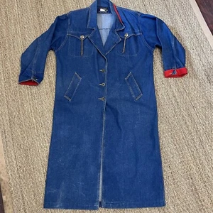 Chaqueta larga vintage de vaquero Andy Johns con plumero para mujer talla L” - Imagen 1 de 6
