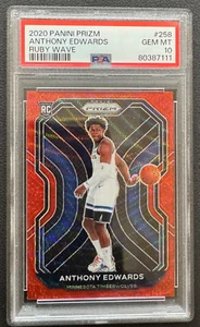 PANINI PRIZM 2020 RUBY WAVE PRIZM 258 ANTHONY EDWARDS ROOKIE PSA 10 CARD - Foto 1 di 2