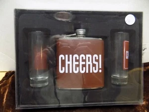 SET FIASCHETTE - NUOVE!!  "CHEERS" fiaschetta anca e 2 bicchieri da tiro SET 3 pezzi OTTIMO REGALO! - Foto 1 di 4