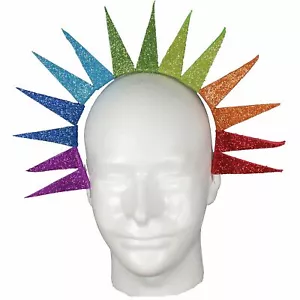 Spiked Glitter Foam Halo Crown Headdress, Gay Pride Rainbow - Picture 1 of 2