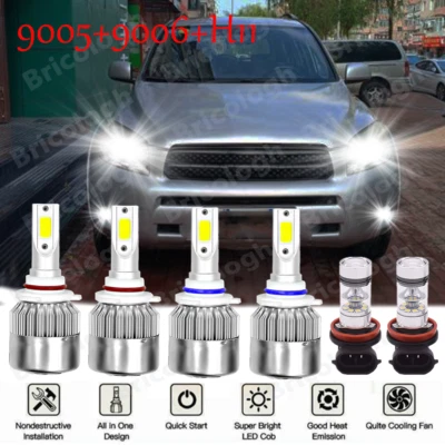 Farol de LED alto baixo + lâmpadas de neblina para Toyota RAV4 2006 2007 2008 2009-12 - Imagem 1 de 4