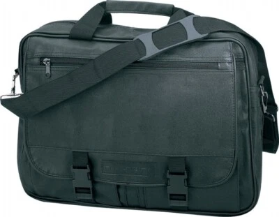 Expandable Black Leatherette Briefcase Portfolio Messenger Bag Satchel Organizer - Image 1 of 2