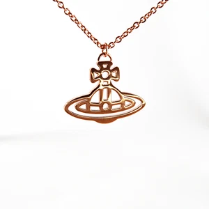 Vivienne Westwood Necklace Rose Gold Tone Hollow Orb Pendant Gift Box Set - Picture 1 of 8