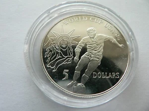 Niue 5 Dollars Fussball WM 1994 silber PP - Picture 1 of 2