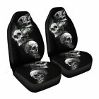 2Pcs Front Car Seat Covers Skull Pattern Universal Truck Chair Protector Cushion