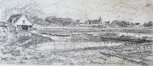 MORBIHAN Locoal Mendon DESSIN ORIGINAL signé ROGER MARAGE Bretagne Marine 1996 - Picture 1 of 3