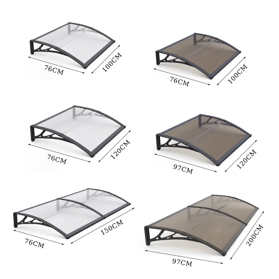 GUANSU-CN Pensilina Tettoia per Porta Pensilina da Esterno, Tetto in Policarbonato di Casa