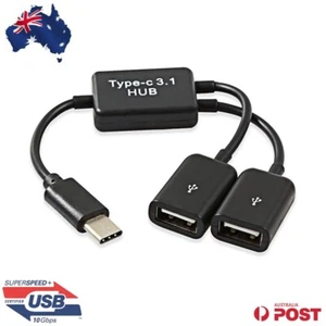 USB 3.1 Type C to Dual USB 2.0 Port Hub Adapter Converter for Macbook PC Tablet - Picture 1 of 3