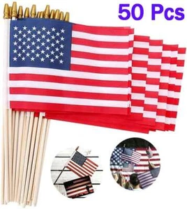 50pc Mini American Flag Toothpicks Party Cupcake Decoration Sandwich Picks Stick - Picture 1 of 11