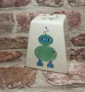 China Piggy Bank Hand Painted with Aliens / Robots Boys Money Box - Picture 1 of 4