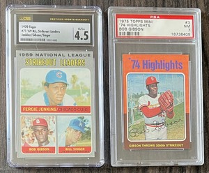 Bob Gibson Older Graded Card Collection