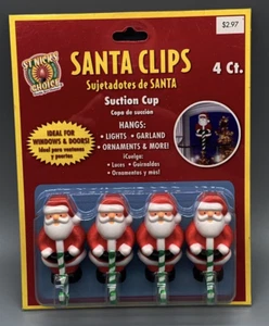 ST. NICK'S CHOICE Christmas SANTA Candycane Suction Cup CLIPS Hangers NOS - Picture 1 of 9