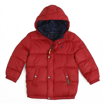 Polo Ralph Lauren Kids Puffer Down Jacket Coat - Red (Navy pony) - Sizes (2-7) - Image 1 of 4