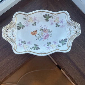 Antique C. 1810 19th Century Spode Tray Dish Hand Painted Raised Flowers Gild - Picture 1 of 11