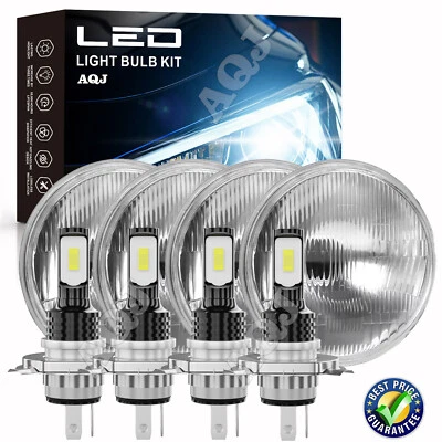4PCS 5.75 5-3/4" Chrome LED Headlights Fits Cadillac DeVille 62-74 Calais 65-74 - Imagem 1 de 4