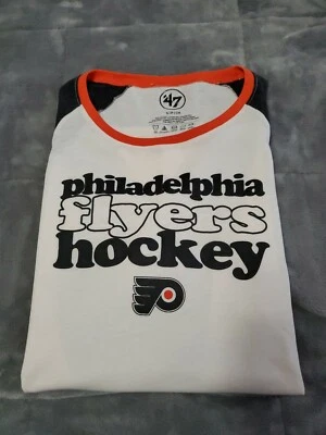 NEW Womens 47' Brand PHILADELPHIA FLYERS Hockey Raglan Shirt SZ Small  - Image 1 of 4