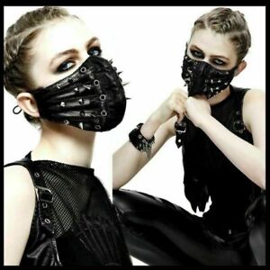 Punk Rock Black Unisex Motorcycle Punk Gothic Cosplay Style  Metal Rivet Mask