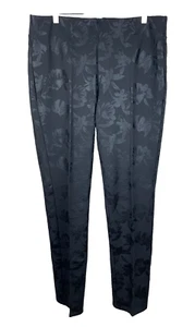 Pantalones Soft Surroundings Talla L Alto Negro Floral Pierna Recta Tiro Alto Plano TL - Imagen 1 de 8