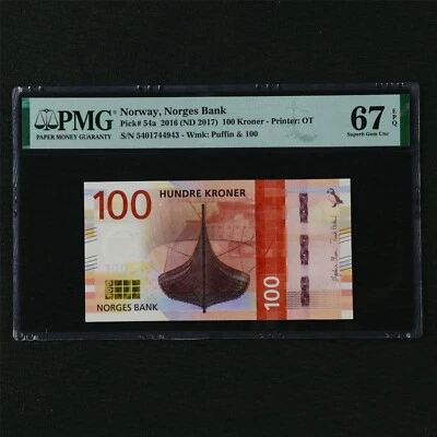 2016 Norway Norges Bank 100 Kroner Pick#54a PMG 67 EPQ Superb Gem UNC - Image 1 of 4