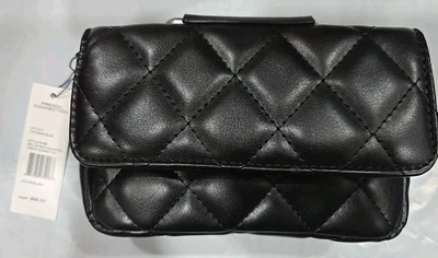 French Connection Quilted Top Handle Crossbody Bag Purse Mell in Black - Image 1 of 4