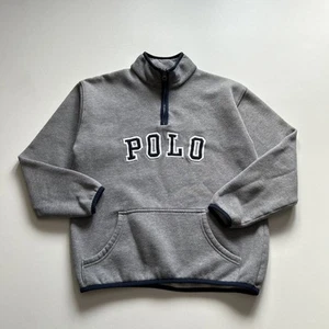Polo Ralph Lauren Sweatshirt 1/4 Zip Arch Logo Spell Out Youth Size Large Gray - Picture 1 of 5