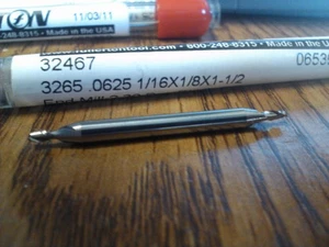 1/16" (.0625") 2 FLAUTA DOBLE EXTREMO TROZO LONGITUD CARBURO EXTREMO FRESADORA1/16"(.0625") x 1/ - Imagen 1 de 1