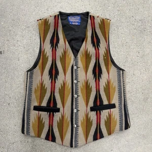 Vintage Pendleton Wool Aztec Native Print Vest High Grade Westernwear Size Large - Picture 1 of 9