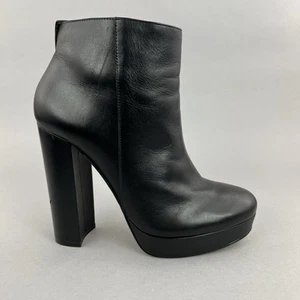 Botas de vestir Aldo de cuero negras con cremallera al tobillo plataforma apilada tacón UK6 - Imagen 1 de 15