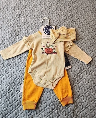Conjunto de 3 piezas body jogger diadema otoño Halloween 3-6M para niña Life is Good Foto 1 de 4