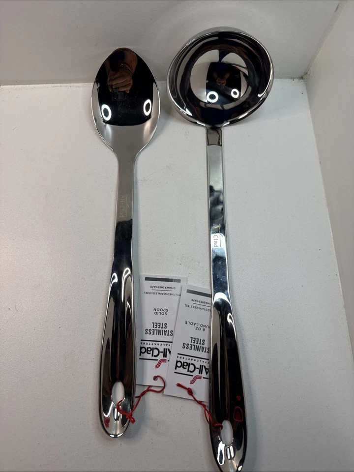 All-Clad T104 18/10 Stainless Steel Solid Piece 6-oz Round Ladle 14.5"