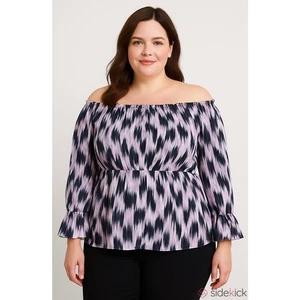 Lane Bryant Classic Off the Shoulder Bracelet Sleeve Blouse Purple Blue 26 - 28 - Picture 1 of 13