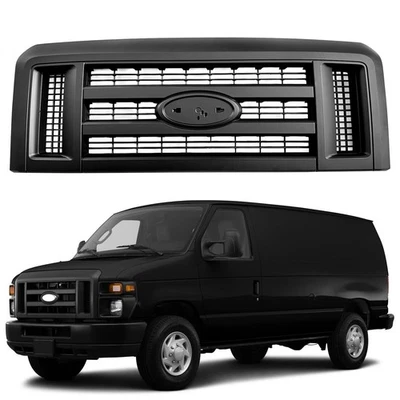 Rejilla para Ford E150 E250 2008-2014 E350 Super Duty negro mate Foto 1 de 4