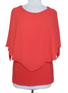 Frank Lyman Chiffon Overlay Top Fire Orange Size 10 US Women NWT $168 - Picture 1 of 6