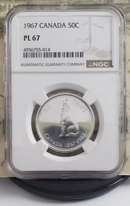 Canadá 1967 50c Silver Howling Wolf - 100 aniversario - NGC PL67 - ¡Bonito! 014 - Imagen 1 de 6