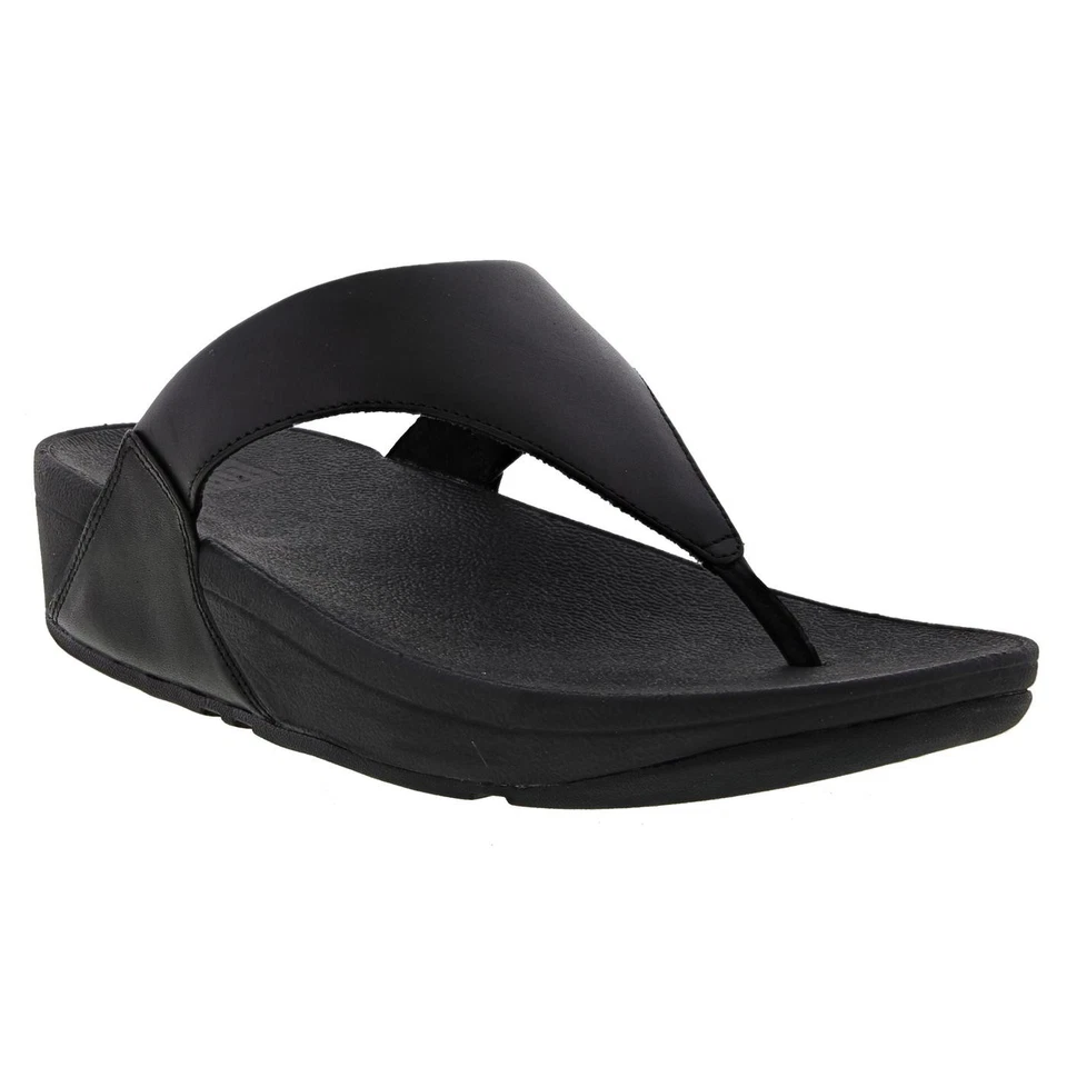 FitFlop Womens Sandals Lulu Leather Toepost Black Size 6