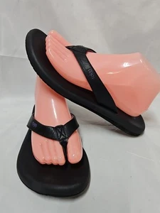 Flojos Black Jersey Memory Foam Flip Flop Thong Sandal Shoes Women's Size 9 GUC - Picture 1 of 13