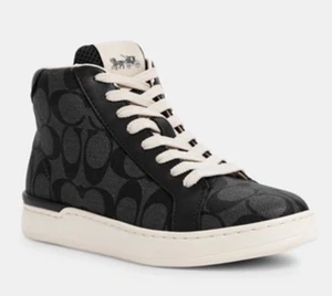 Sneakers Coach Uomo Clip Alta Logo Antracite Pelle Nero Taglia 13D Nuove senza etichette - Foto 1 di 11
