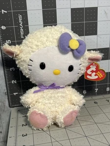 Hello Kitty Ty Beanie Baby Sanrio Lamb Plush 6” stuffed Easter Sheep Toy 2011 - Picture 1 of 4