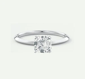 2/3 Ct Asscher Cut F/VS Lab Created Grown Diamond Solitaire Ring 950 Platinum - Picture 1 of 1