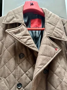 Very Rare Isaia Quilted Double Breasted Wool Peacoat Size 56 - Picture 1 of 17