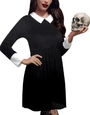Spadehill Women's Long Sleeve Peter Pan Collar Above Knee Halloween Dress Velvet - Image 1 of 4