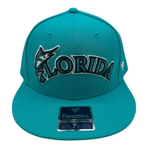 Fanatics Florida Miami Marlins Fitted Hat Cap 7 1/4 Teal Cooperstown Collection - Picture 1 of 8