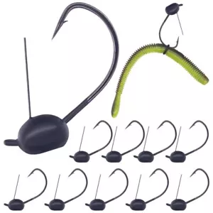 Weedless-Weighted-Wacky-Rig-Hooks-for-Bass-Fishing-Wide-Gap-Worm-Hook-Jig-Hea... - Picture 1 of 7