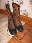 Nice !!  Avonite Women?S Lace Up Brown Leather Cowgirl Boots Size 7 B
